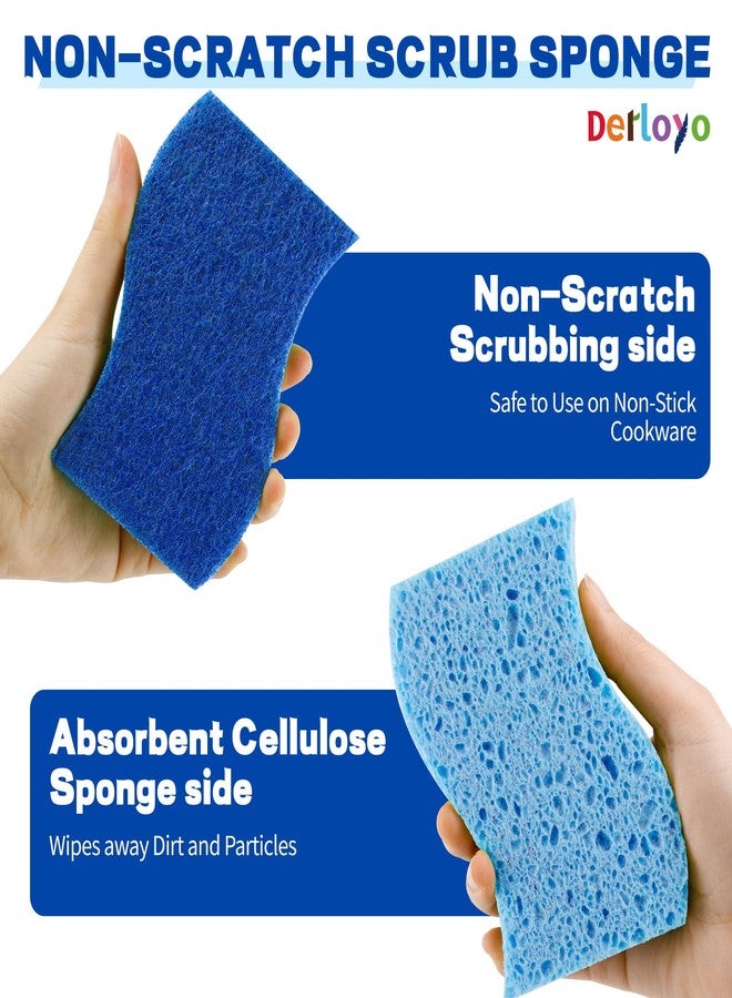 derloyo 12 Count Non-Scratch Dish Sponges Kitchen, Long Lasting Cleaning Sponges for Dishes,Dual Sided Kitchen Sponges, Cleans Fast Without Scratching, Easy to Dry and Reusable-Blue - Image 3
